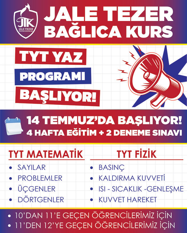 Jale Tezer Bağlıca Kurs TYT Yaz Programı